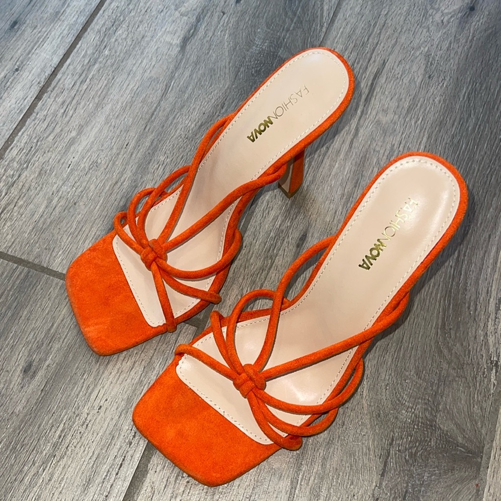 Orange fashion nova heals.